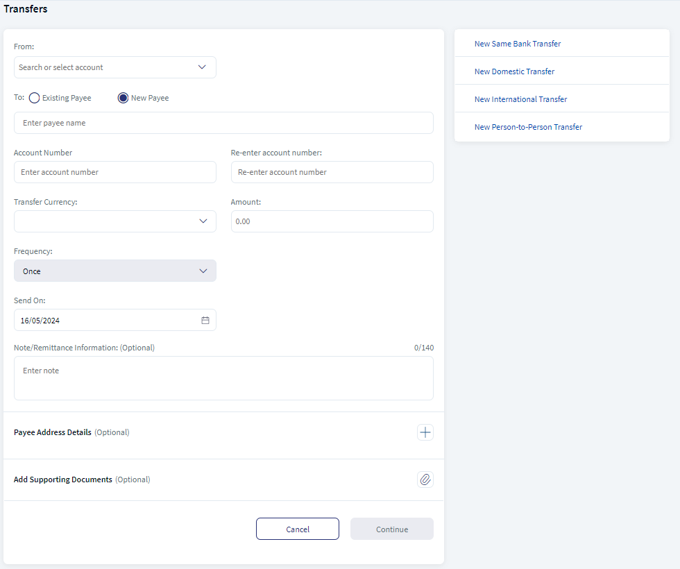 Add New Payee